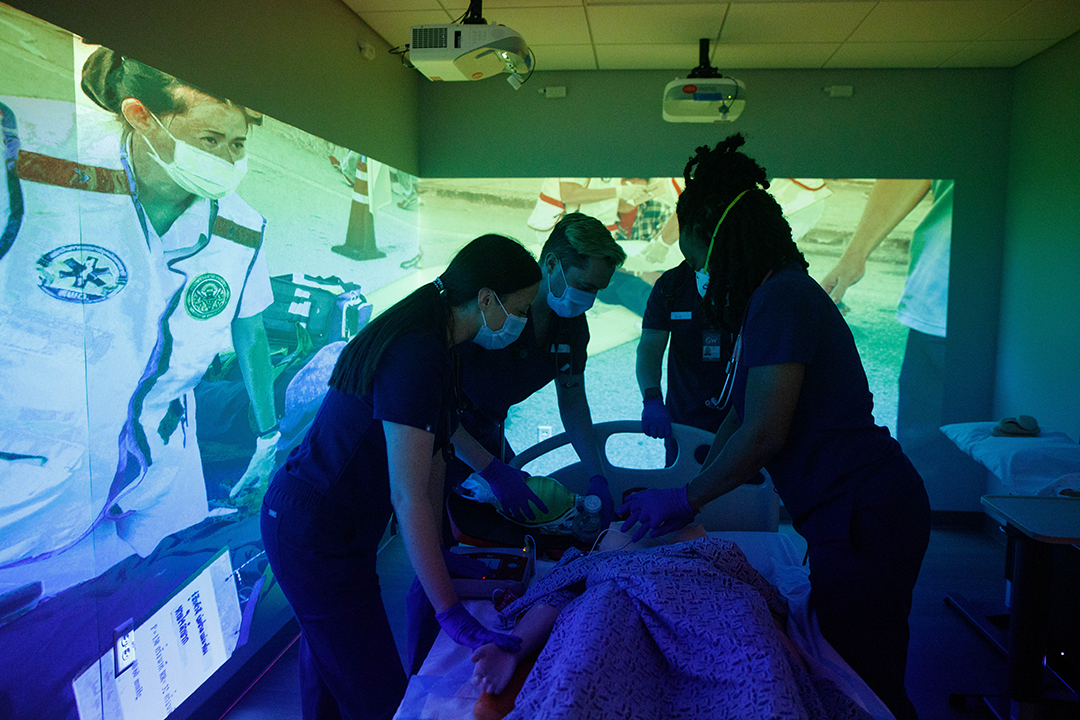 GW Nursing students working in Simulation Center