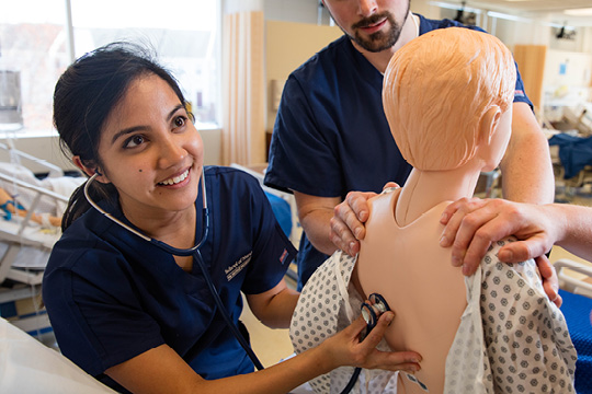 RN to BSN student in sim lab