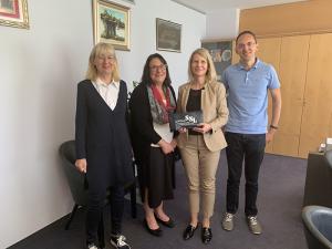 Joyce in Slovenia with the dean and other faculty from the University of Maribor's Institute for Nursing Care