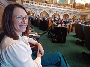 Ashley Fry sitting in the Colorado state house