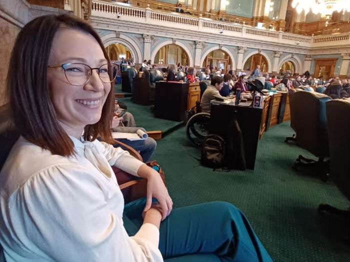 Ashley Fry sitting in the Colorado state house