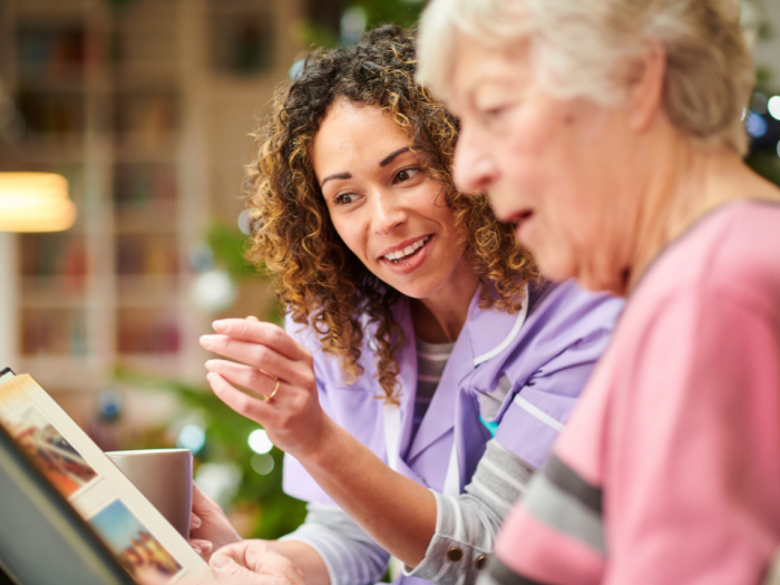 nurse helping dementia patient