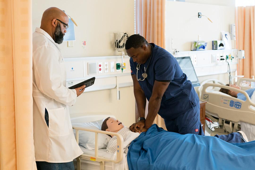 Veteran BSN student in Sim lab